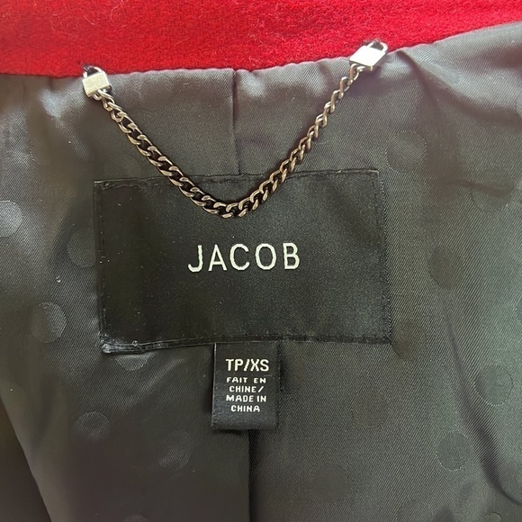 Jacob Women’s Red Stylish Wool Waist Blazer Pea Coat Size XS - Picture 9 of 13